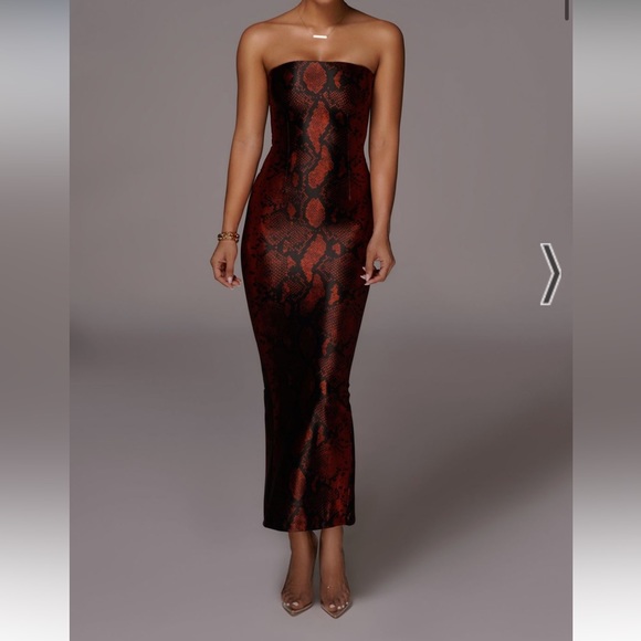 JLUXLABEL Dresses & Skirts - Jluxlabel BIANCA SNAKESKIN SLIT DRESS